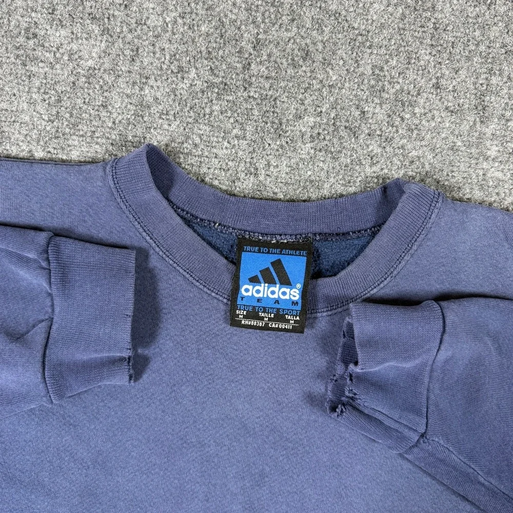 VTG Adidas True to the Sport Sun Faded Distressed Sweatshirt Blue Mens Medium